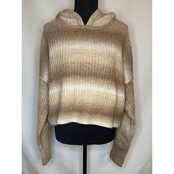 OFFLINE BY AERIE Ombre Brown Tan Crop Hoodie Pullover Sweater‎ MEDIUM NWT - Picture 2 of 10